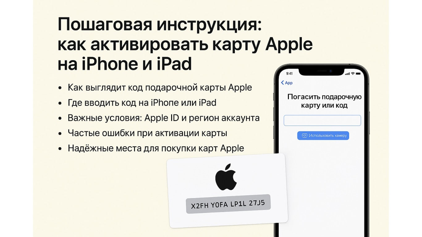 Пошаговая инструкция: как активировать подарочную карту Apple на iPhone и iPad — условия, ошибки и где купить